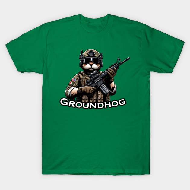 Tactical Groundhog T-Shirt by Rawlifegraphic